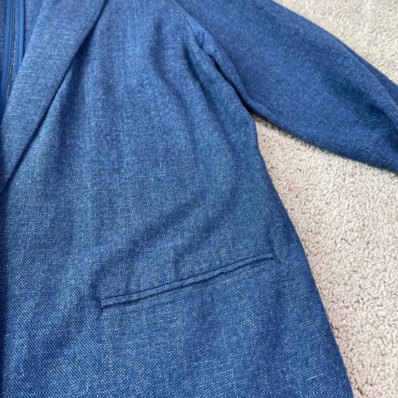 J Jill Blazer Womens S Blue Chambray Open Front Longline Jacket Artsy Oversized - Picture 5 of 10